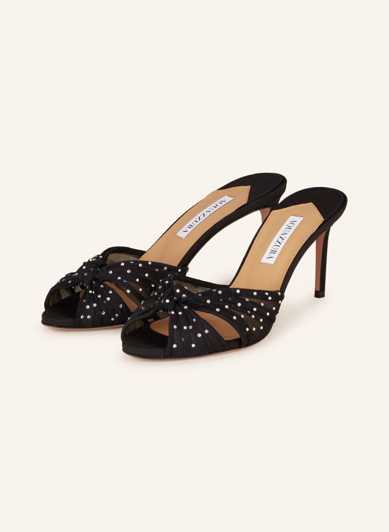 Aquazzura Mules Slow Kisses Mit Schmucksteinen schwarz von AQUAZZURA