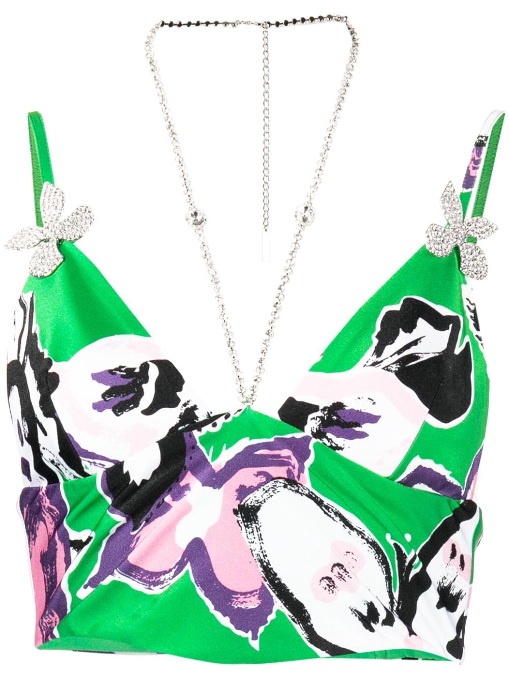 AREA Butterfly abstract-print cropped top - Green von AREA