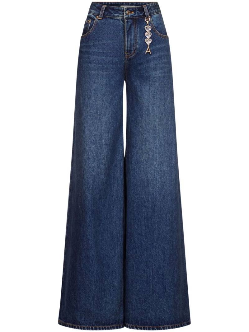 AREA Crystal Heart Charm wide-leg jeans - Blue von AREA