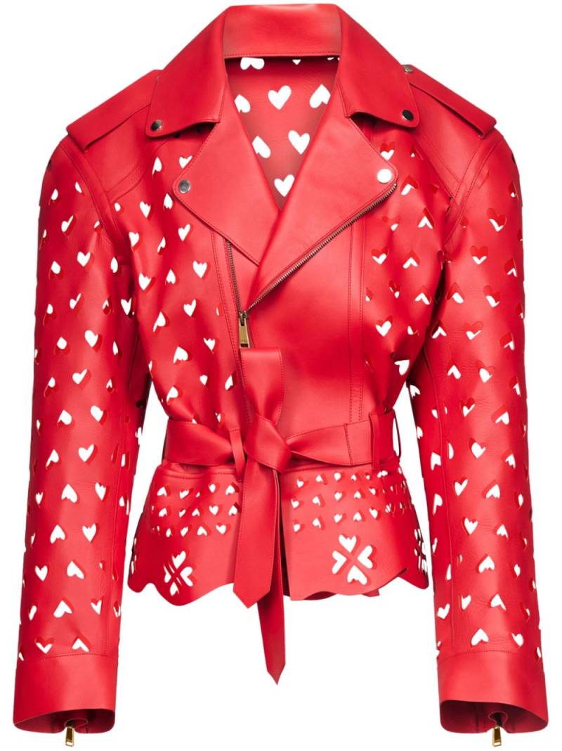 AREA Laser-Cut Heart leather jacket - Red von AREA