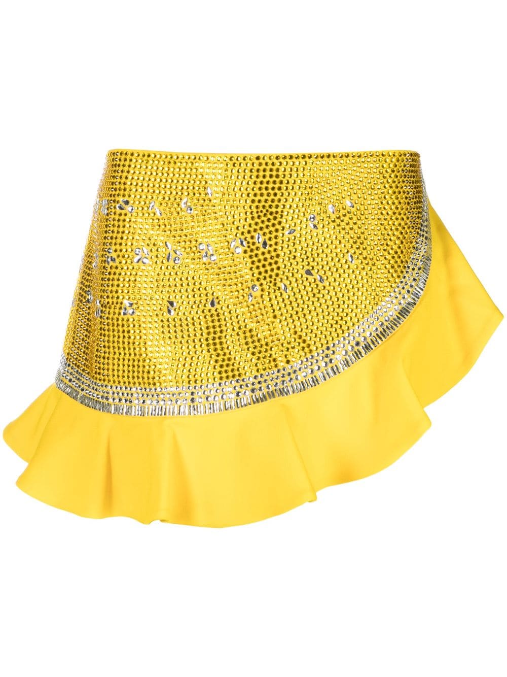 AREA Watermelon crystal-embellished ruffled skirt - Yellow von AREA