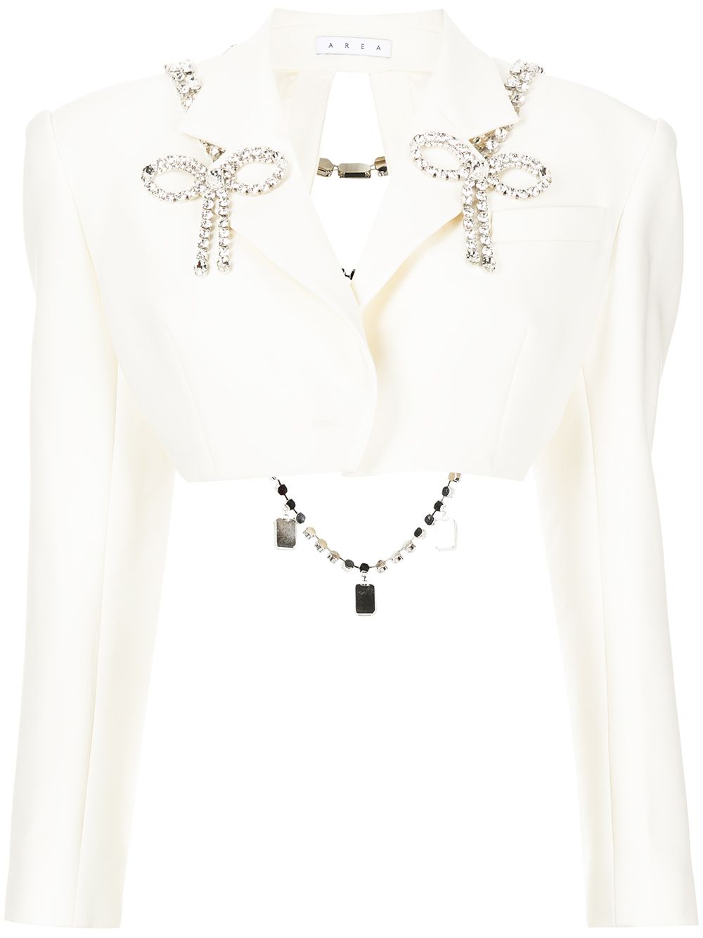 AREA crystal-embellished cropped blazer - White von AREA