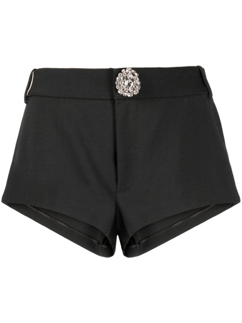 AREA crystal-embellished virgin wool mini shorts - Black von AREA