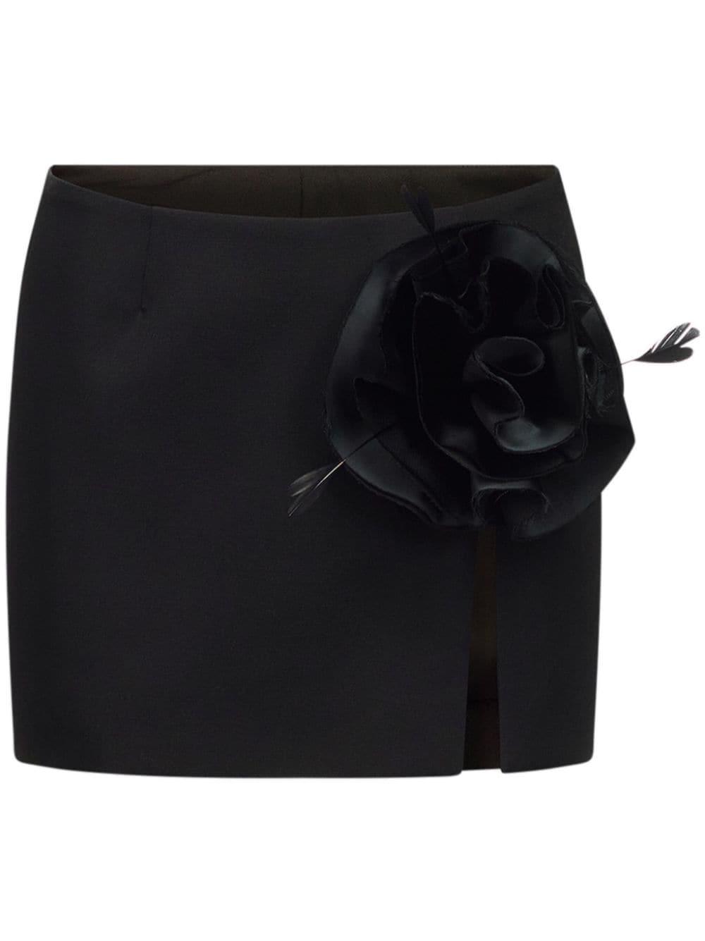 AREA floral-appliqué wool miniskirt - Black von AREA