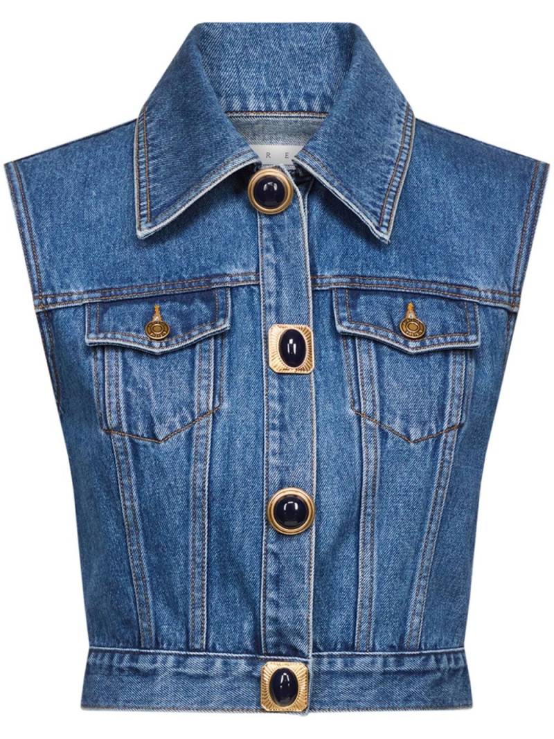 AREA gemstone-embellished denim gilet - Blue von AREA