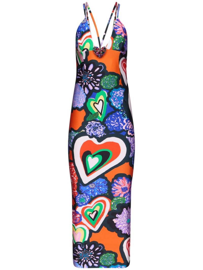 AREA heart-print maxi dress - Orange von AREA