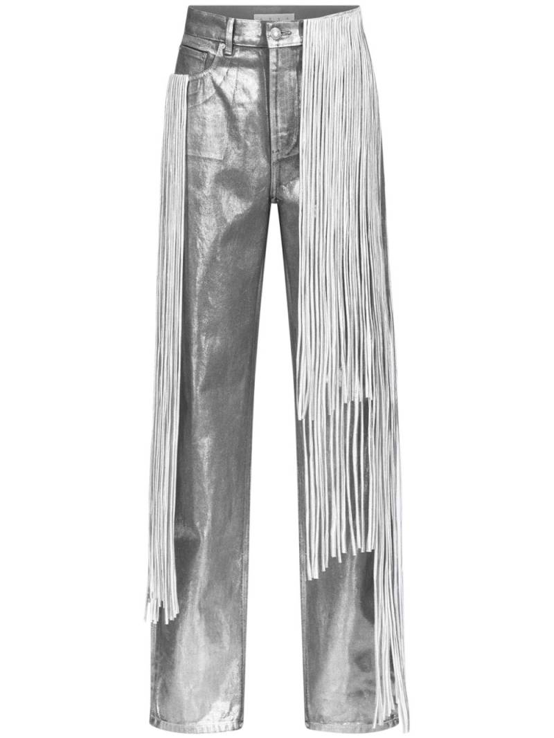 AREA metallic fringed straight-leg jeans - Silver von AREA