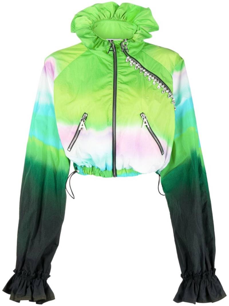 AREA ombré crystal-embellished cropped jacket - Green von AREA