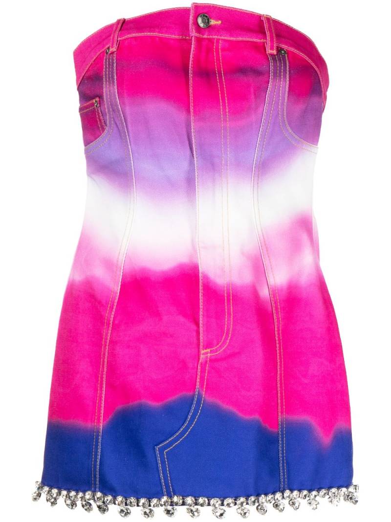 AREA ombre strapless denim minidress - Pink von AREA