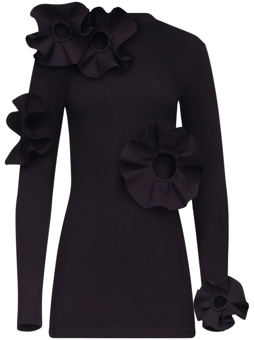 AREA ruffled flower-appliqué mini dress - Black von AREA
