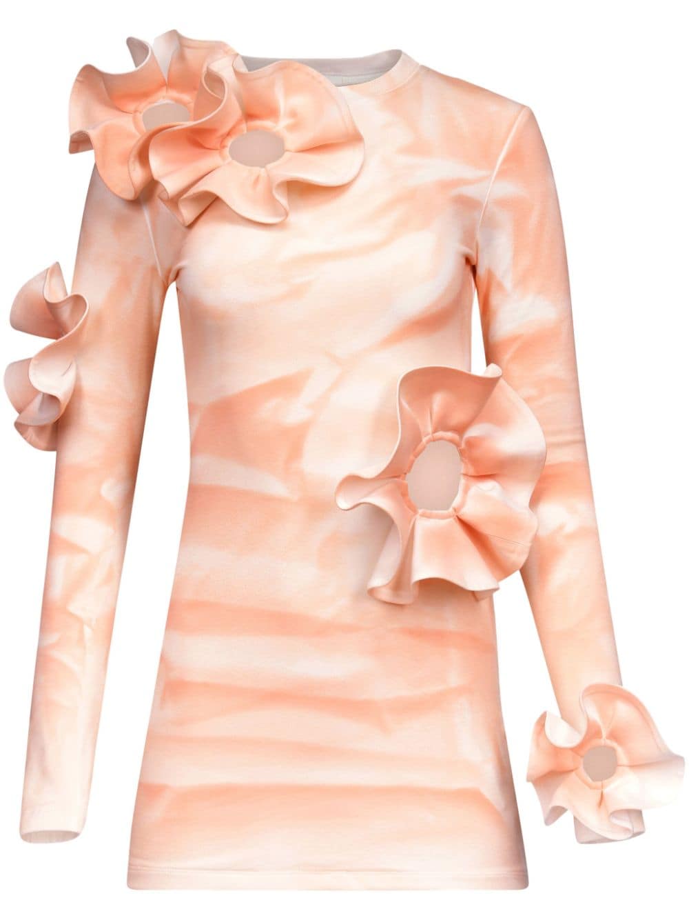AREA ruffled flower-appliqué mini dress - Neutrals von AREA