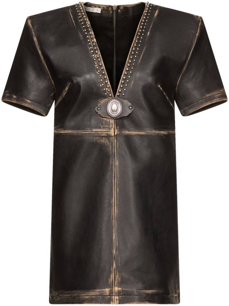 AREA studded leather T-shirt dress - Black von AREA