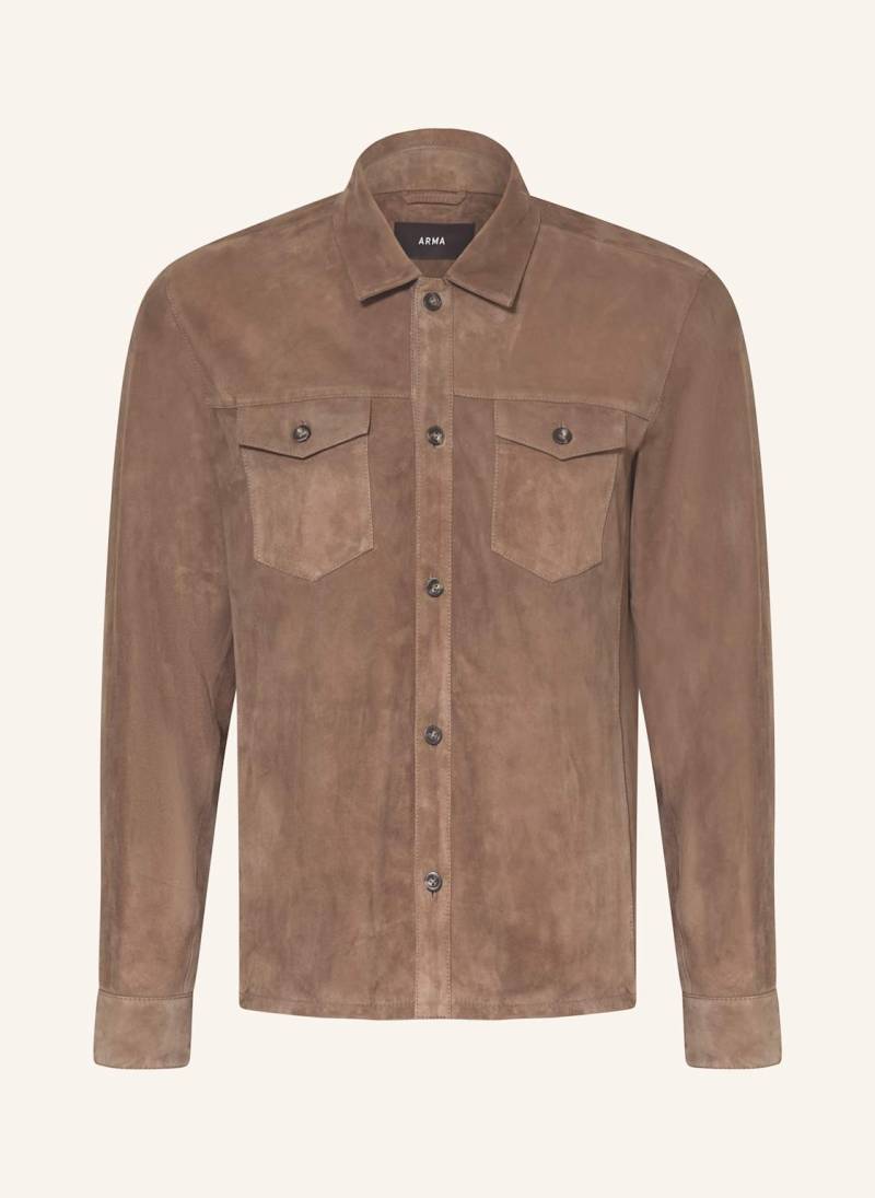 Arma Leder-Overshirt Dex braun von ARMA