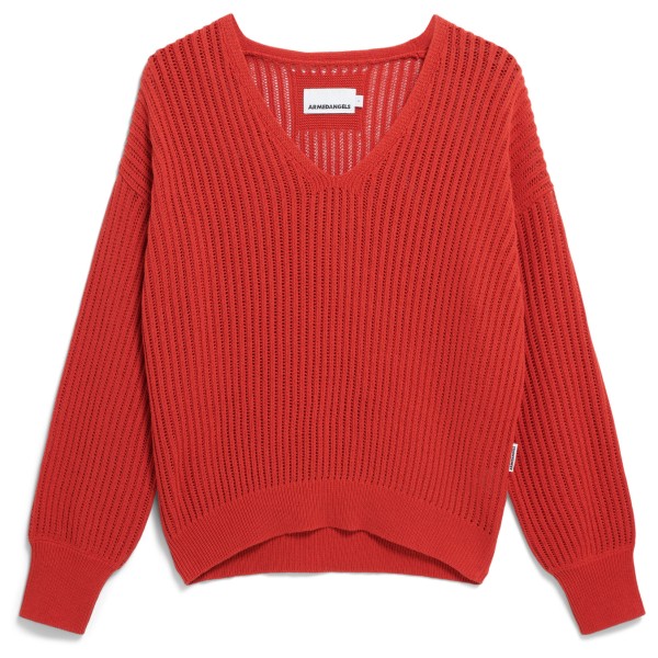 ARMEDANGELS - Women's Rabeaa Crochet Lino - Pullover Gr L rot von ARMEDANGELS