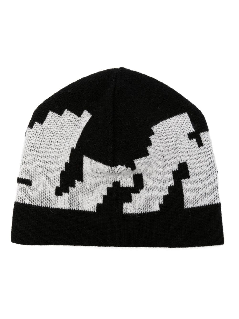 ARTE fair isle intarsia knit slip-on beanie - Black von ARTE