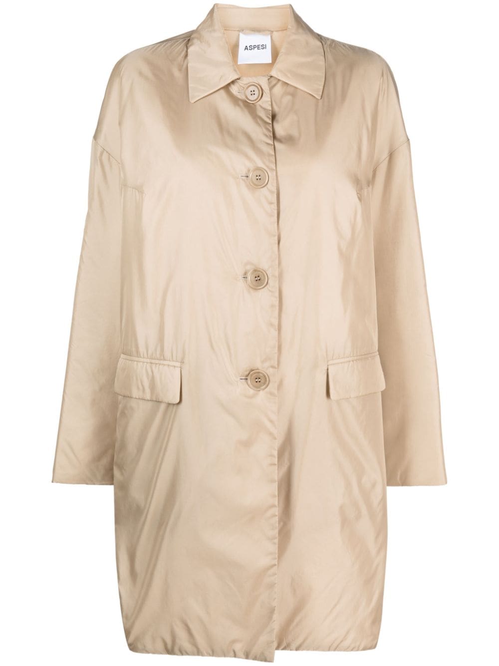 ASPESI buttoned-up gabardine coat - Neutrals von ASPESI