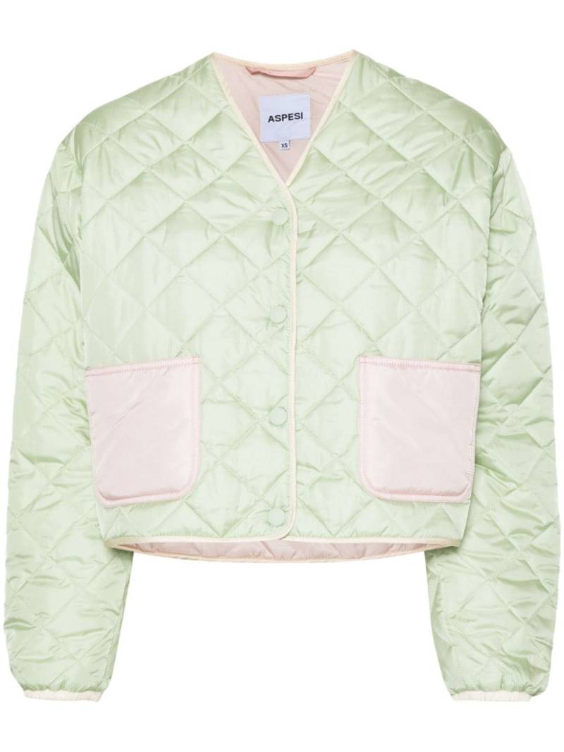 ASPESI collarless quilted jacket - Green von ASPESI