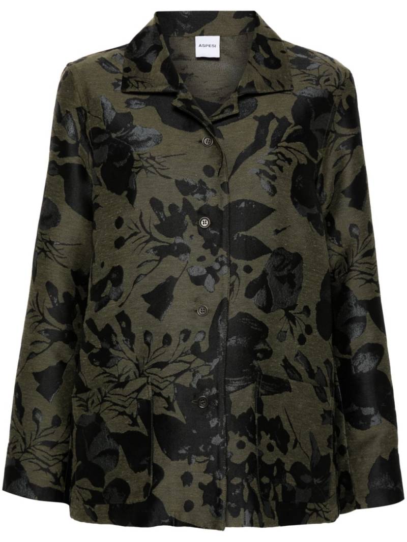 ASPESI floral-jacquard shirt jacket - Green von ASPESI