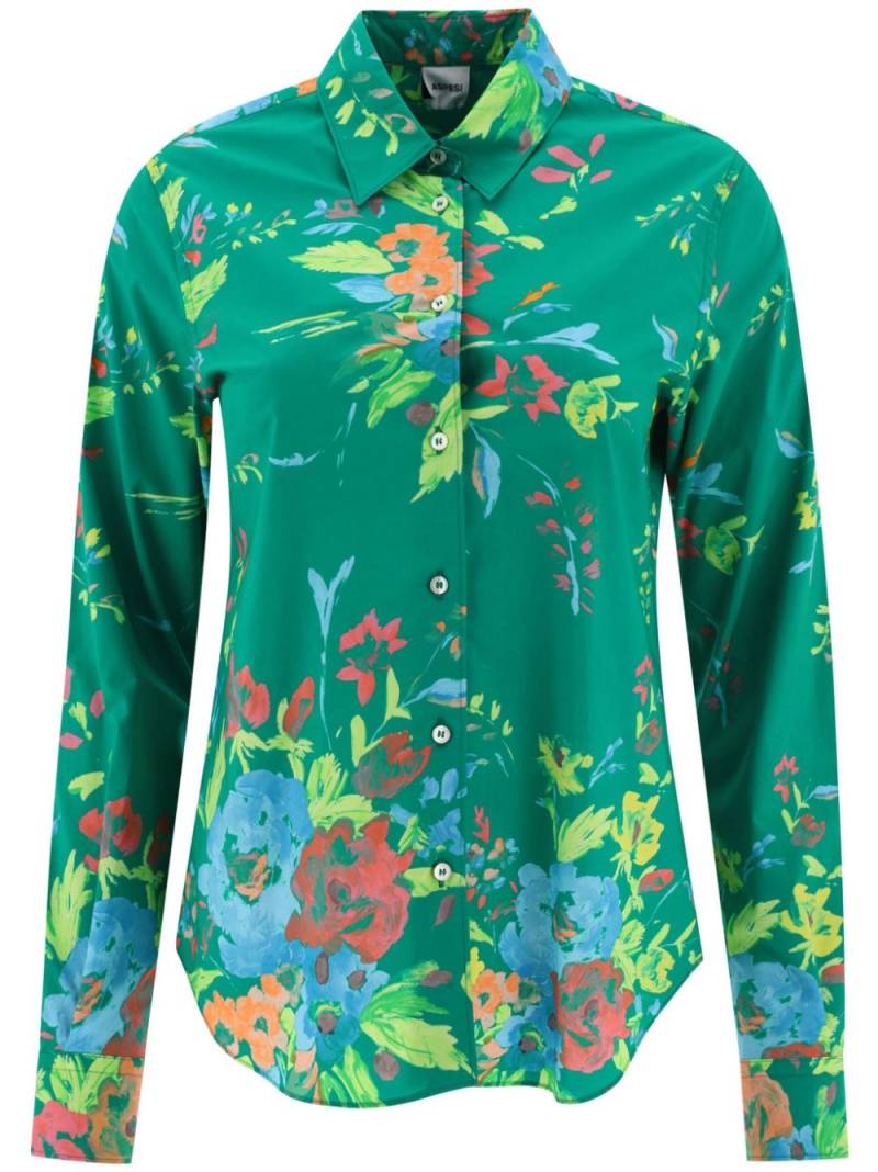 ASPESI floral-print cotton shirt - Green von ASPESI