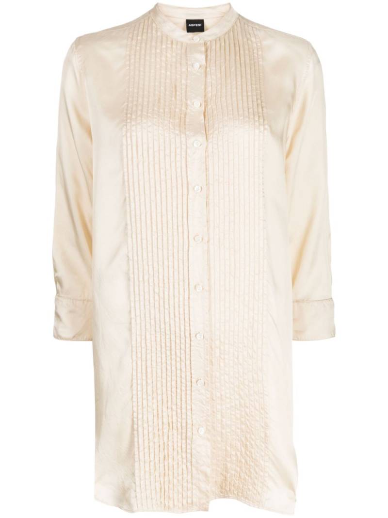 ASPESI pleated-panel three-quarter sleeved shirt - Neutrals von ASPESI