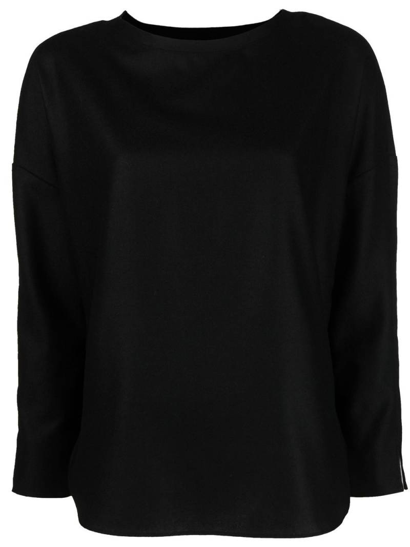 ASPESI wide-neck long-sleeved blouse - Black von ASPESI