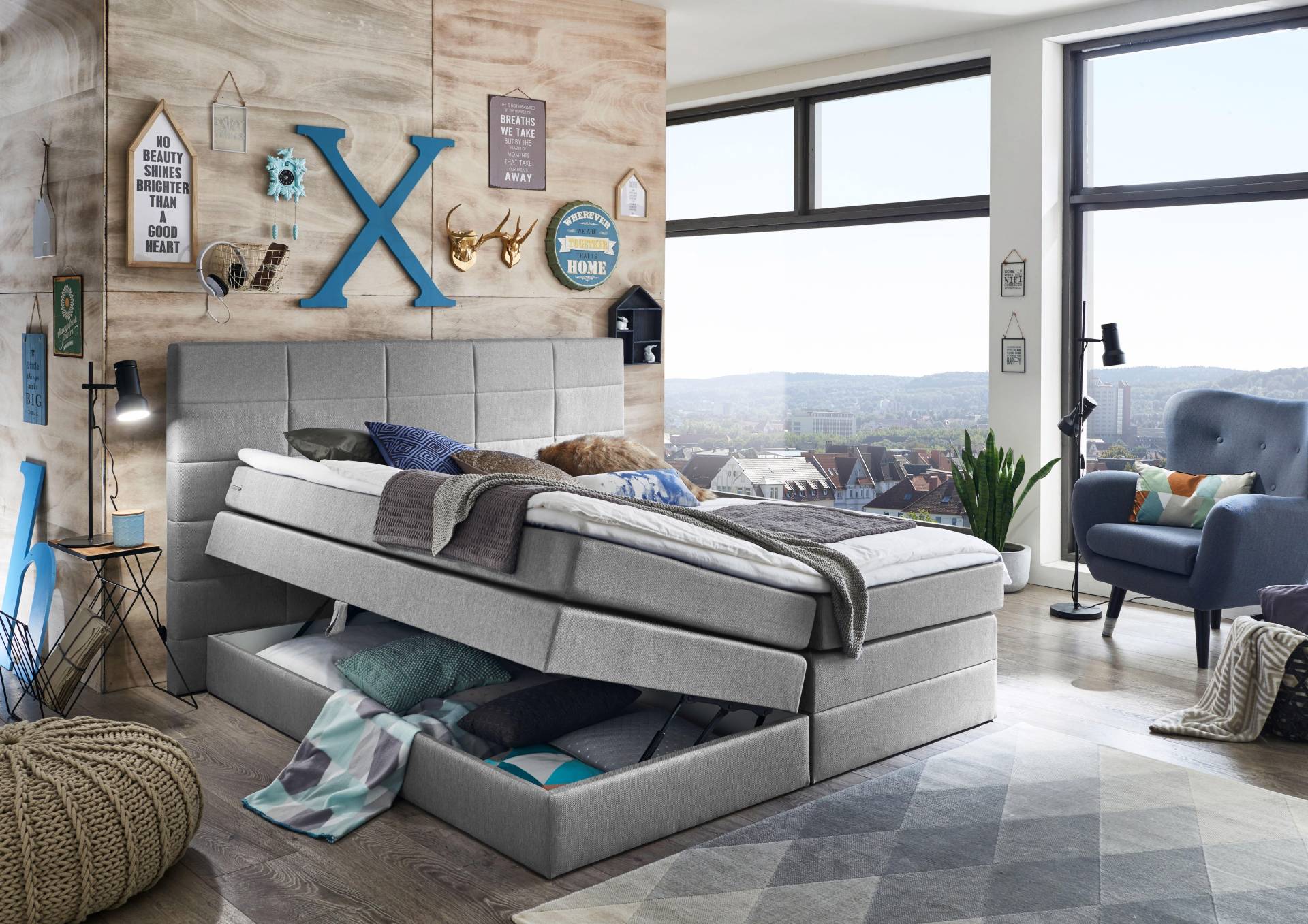 ATLANTIC home collection Boxspringbett »Dakota«, mit Bettkasten und Topper von ATLANTIC home collection