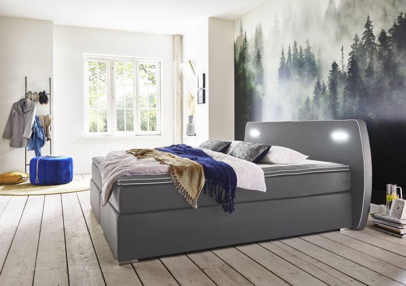 ATLANTIC home collection Boxspringbett »REX LED«, inklusive LED-Beleuchtung und Topper von ATLANTIC home collection