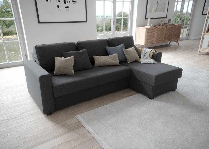 ATLANTIC home collection Ecksofa »Dublin L-Form«, Bettfunktion und Bettkasten, Recamiere links oder rechts montierbar von ATLANTIC home collection