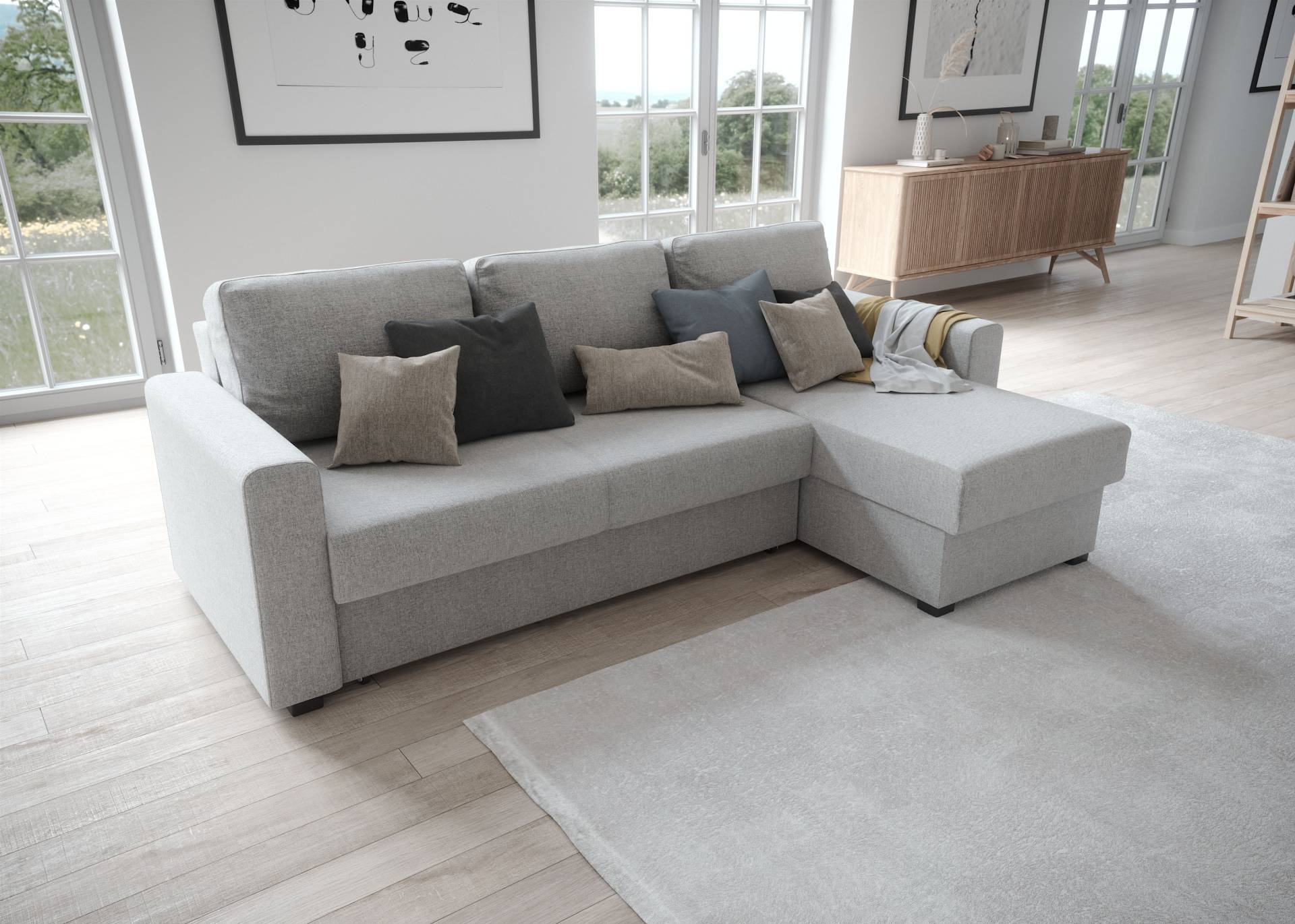 ATLANTIC home collection Ecksofa »Dublin L-Form«, Bettfunktion und Bettkasten, Recamiere links oder rechts montierbar von ATLANTIC home collection