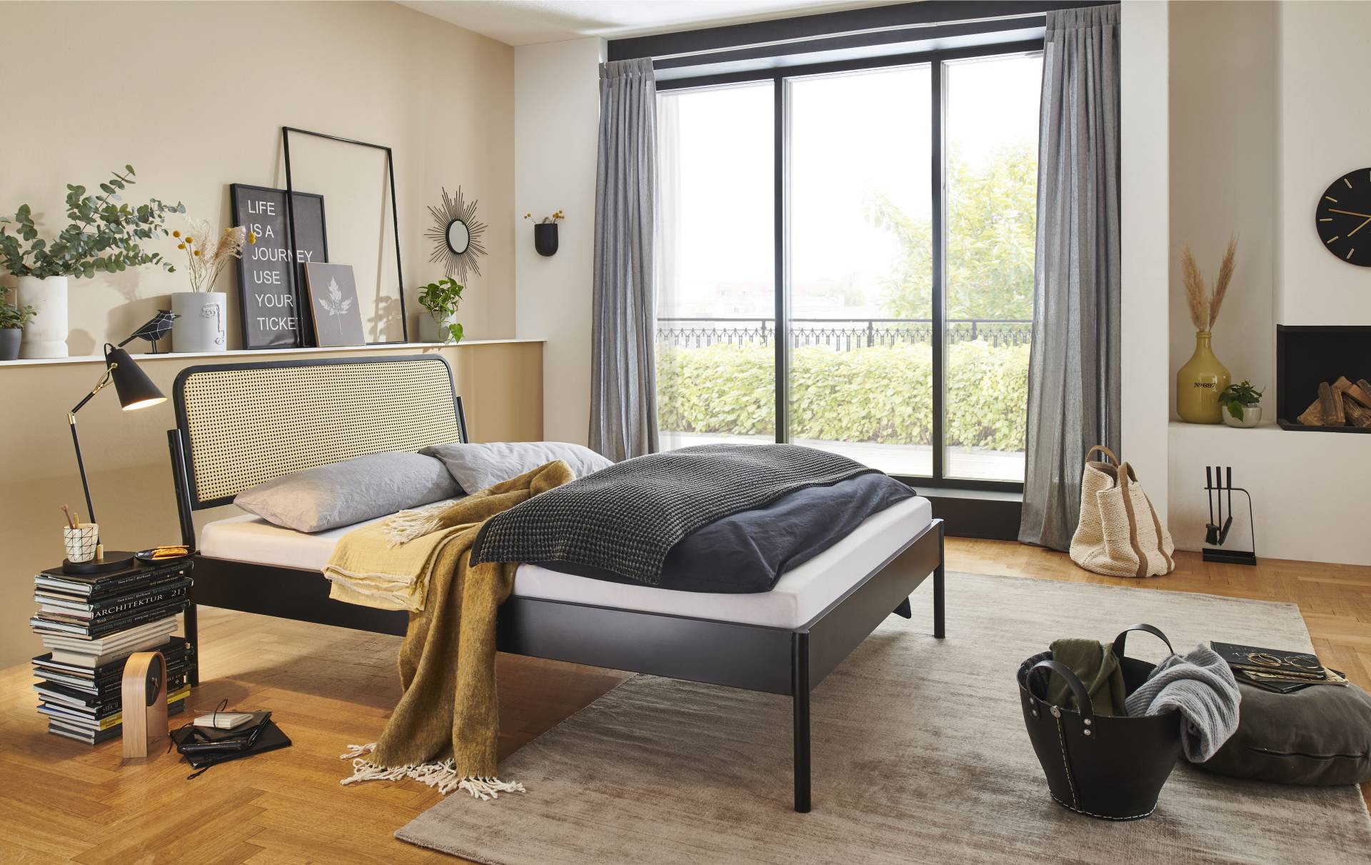 ATLANTIC home collection Metallbett »Nelly«, mit Rattan im Kopfteil von ATLANTIC home collection