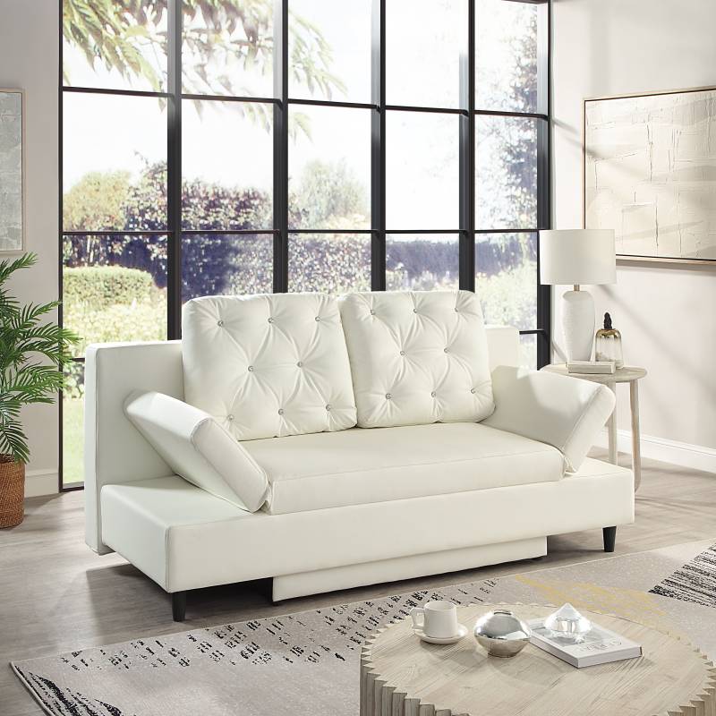 ATLANTIC home collection Schlafsofa »Coco«, mit Bettkasten, Kunstleder und Kissen mit Strasssteinen von ATLANTIC home collection