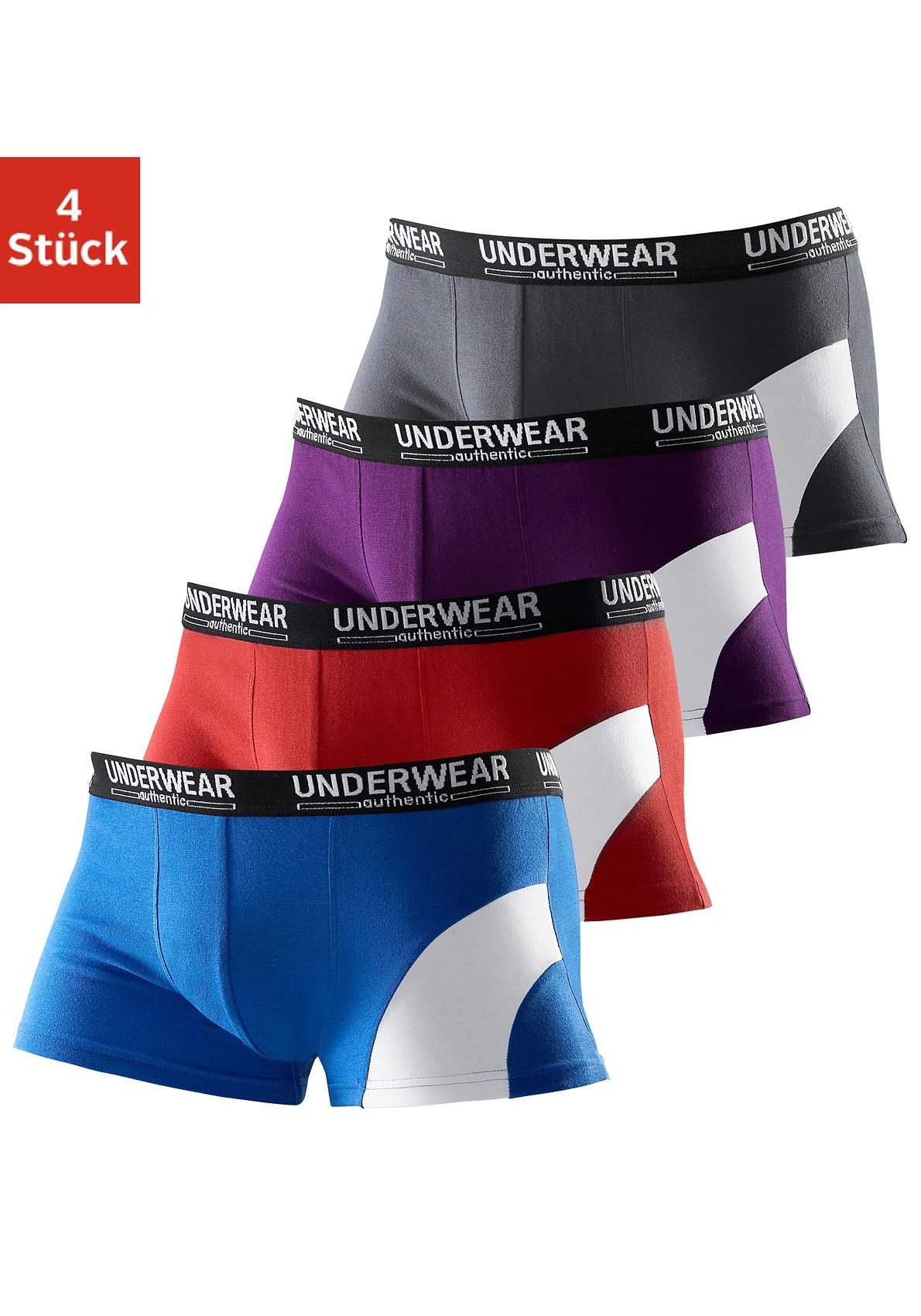 AUTHENTIC UNDERWEAR Boxer, (Packung, 4 St.), mit kontrastfarbenen Einsatz von AUTHENTIC UNDERWEAR