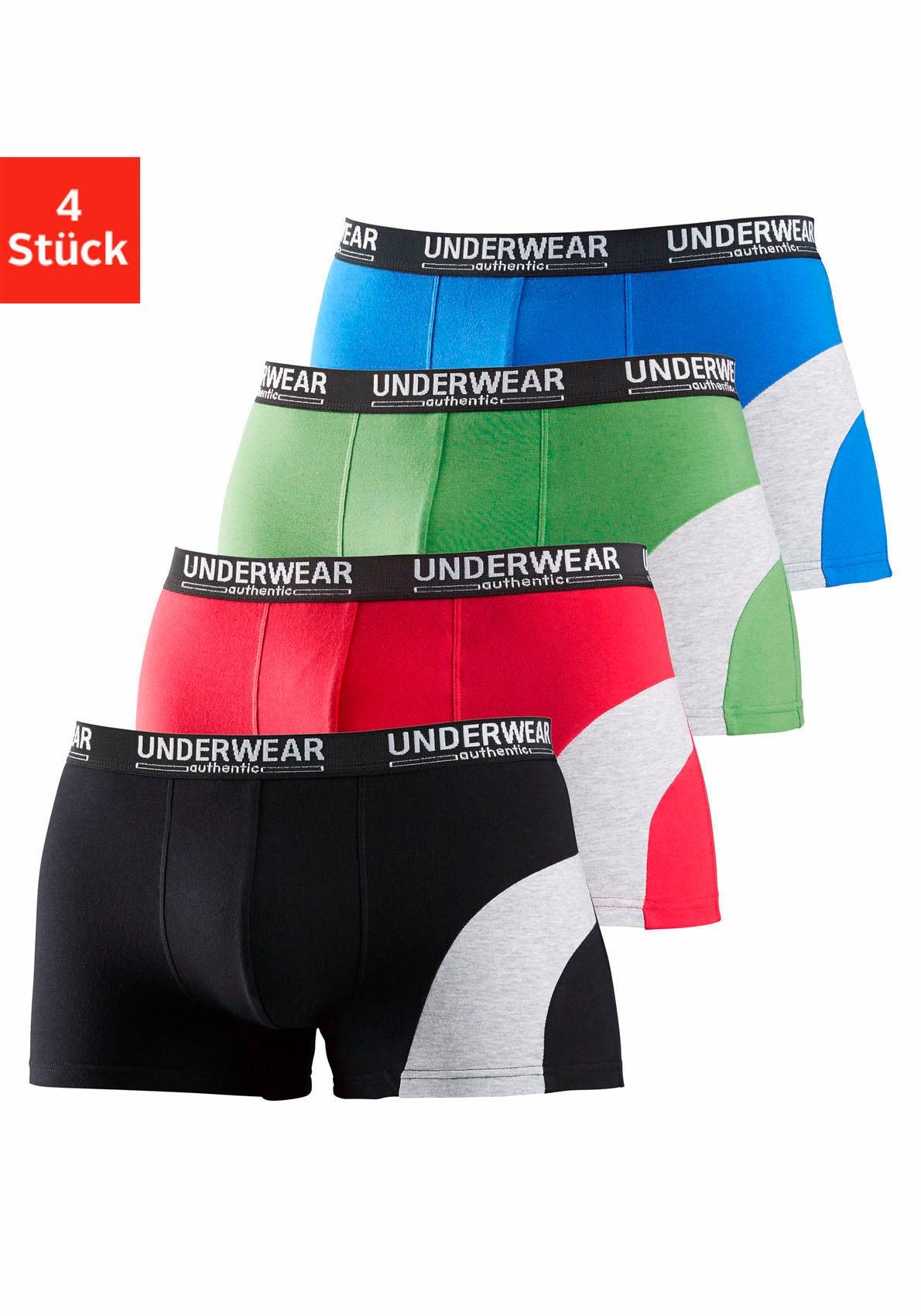 AUTHENTIC UNDERWEAR Boxer »Boxershorts für Herren«, (Packung, 4 St.), mit kontrastfarbenen Einsatz von AUTHENTIC UNDERWEAR