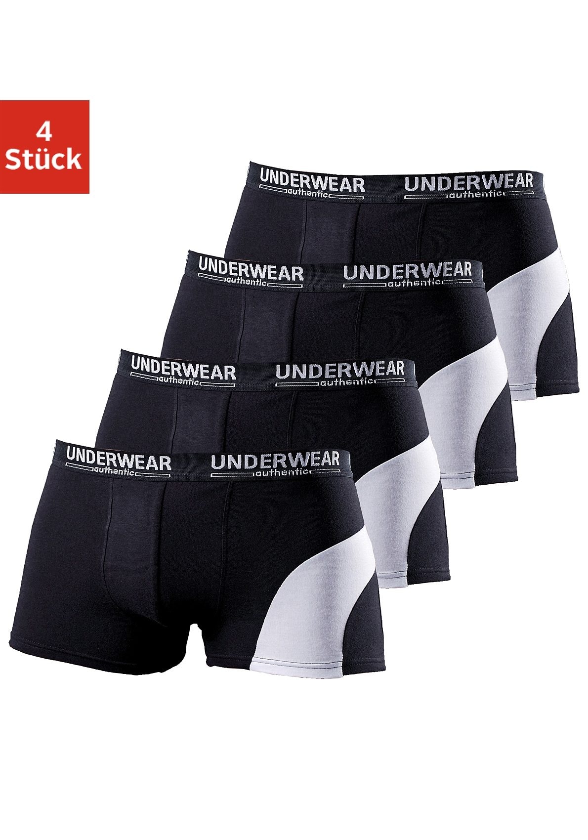 AUTHENTIC UNDERWEAR Boxer, (Packung, 4 St.), mit kontrastfarbenen Einsatz von AUTHENTIC UNDERWEAR