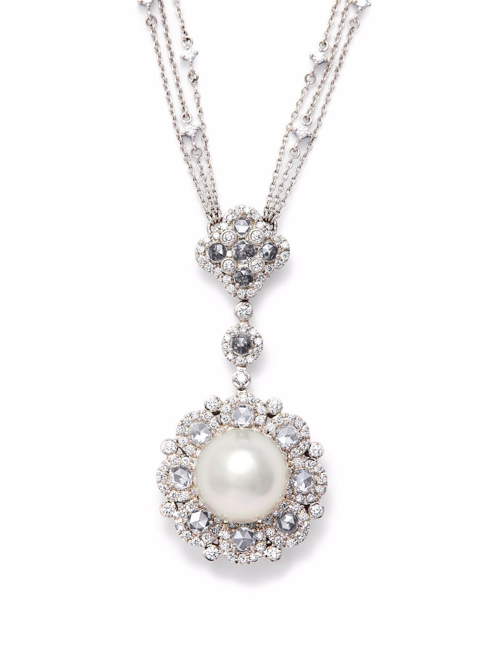 AUTORE 18kt white gold Rococo diamond and pearl pendant necklace - Silver von AUTORE