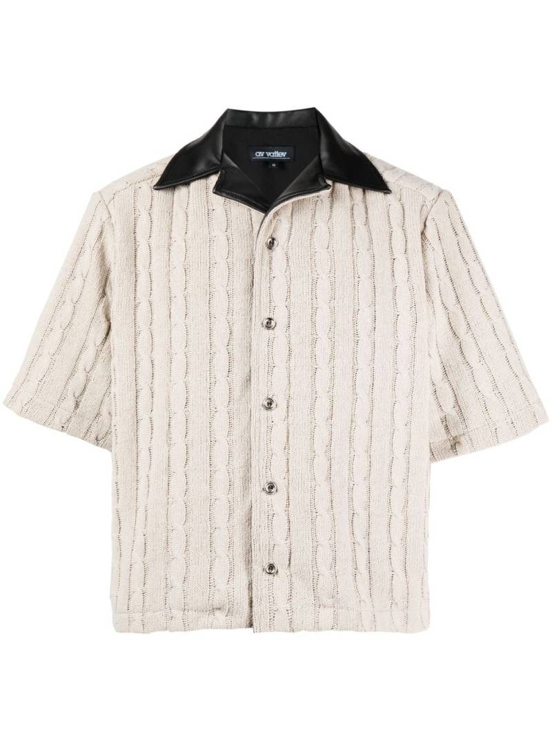 AV Vattev cable-knit short-sleeved wool shirt - Neutrals von AV Vattev