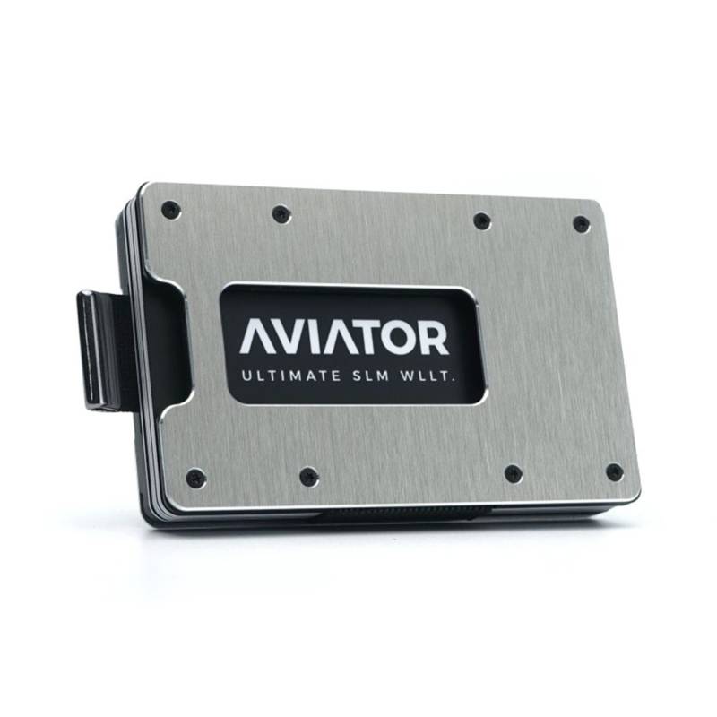 Aviator Smart Wallet Slide, Brushed Silver Carbon Clip von AVIATOR