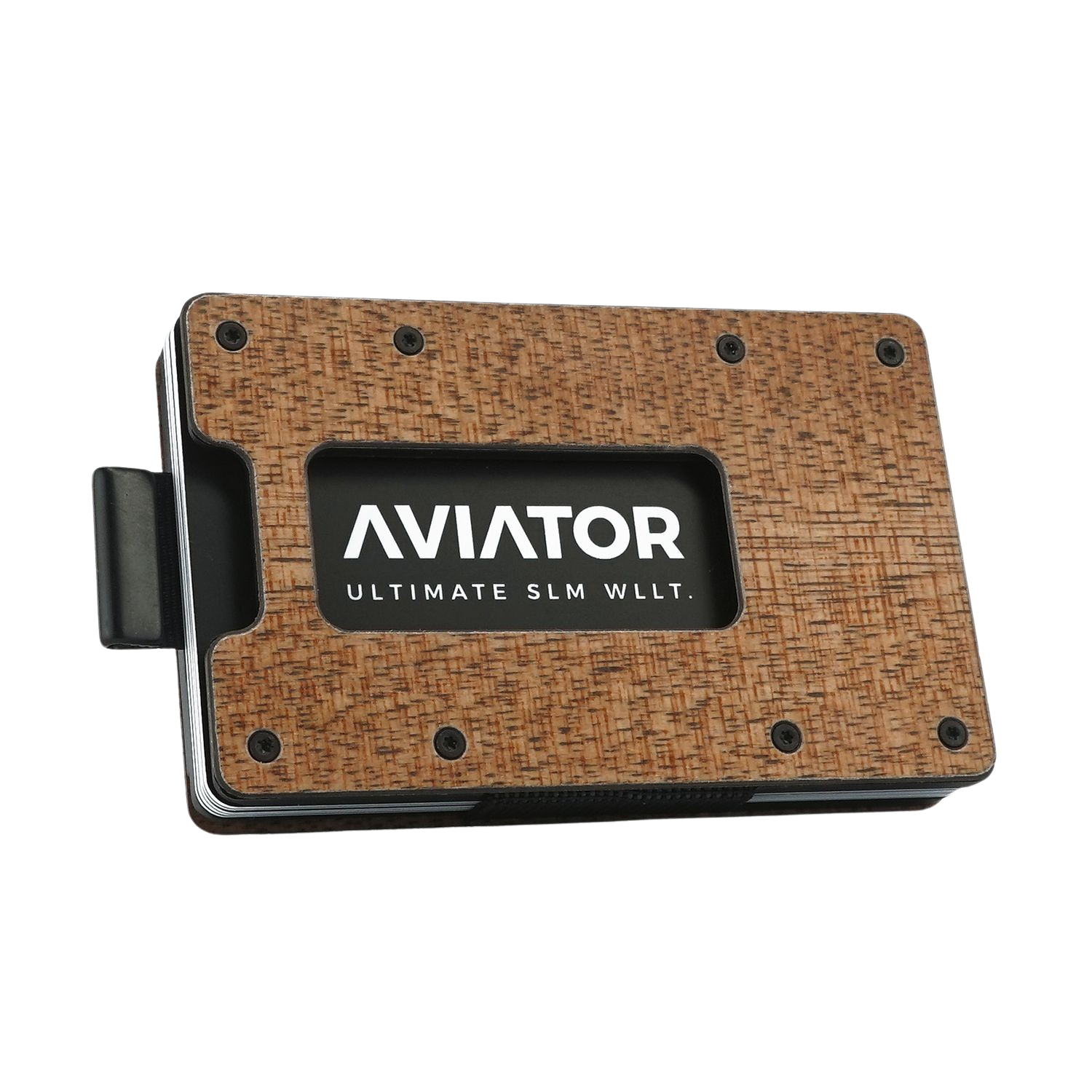 Aviator Smart Wallet slide, Holz Carbon, mit AirTag Clip von AVIATOR