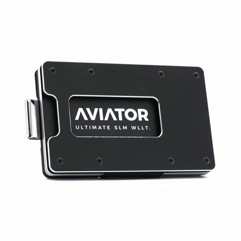 Aviator Smart Wallet Slide, Obsidian Schwarz, mit AirTag Cash Clip von AVIATOR