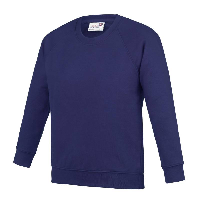 Academy Crew Neck Raglan Schule Sweatshirt Mädchen Lila 128 von AWDis