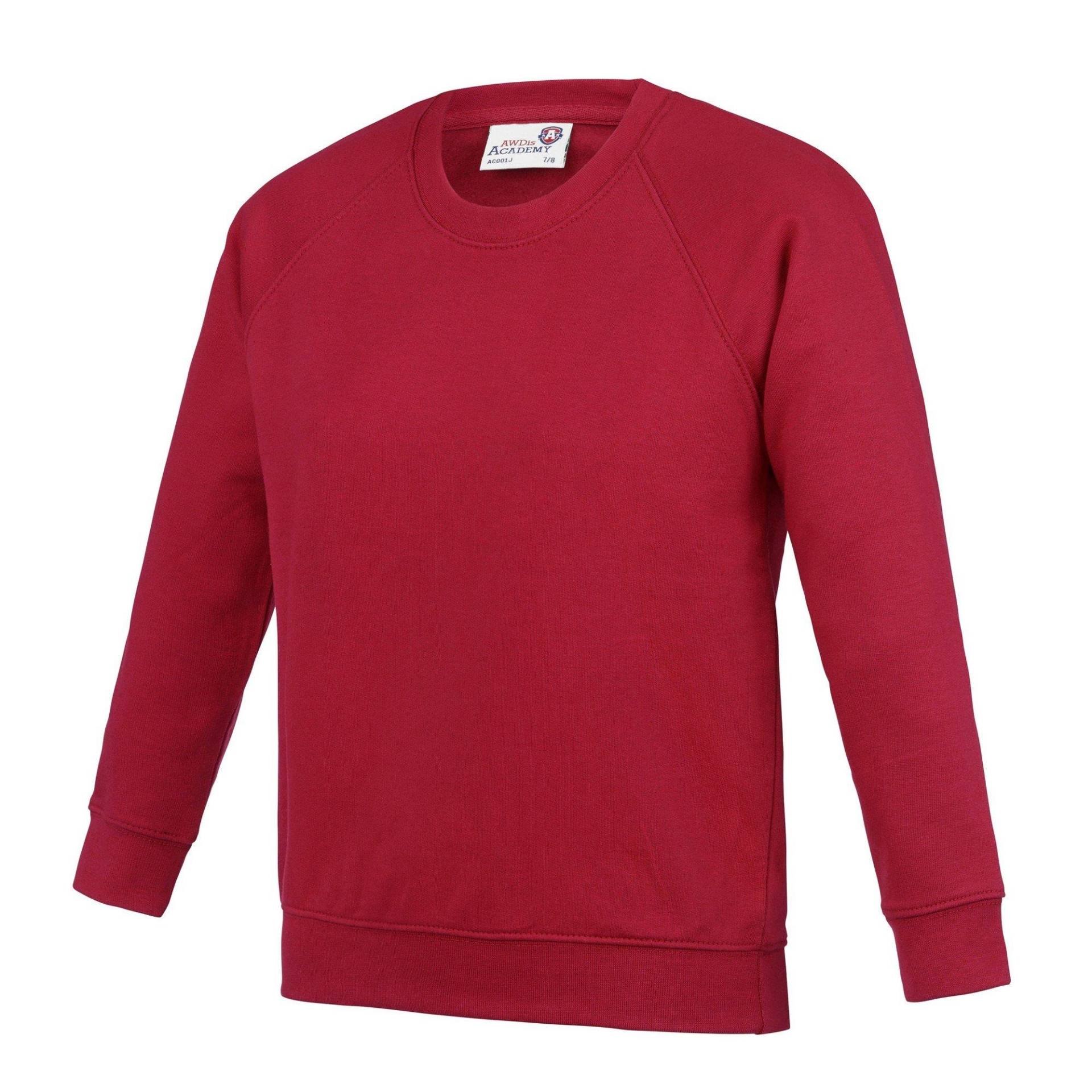 Academy Crew Neck Raglan Schule Sweatshirt Mädchen Rot Bunt 152 von AWDis