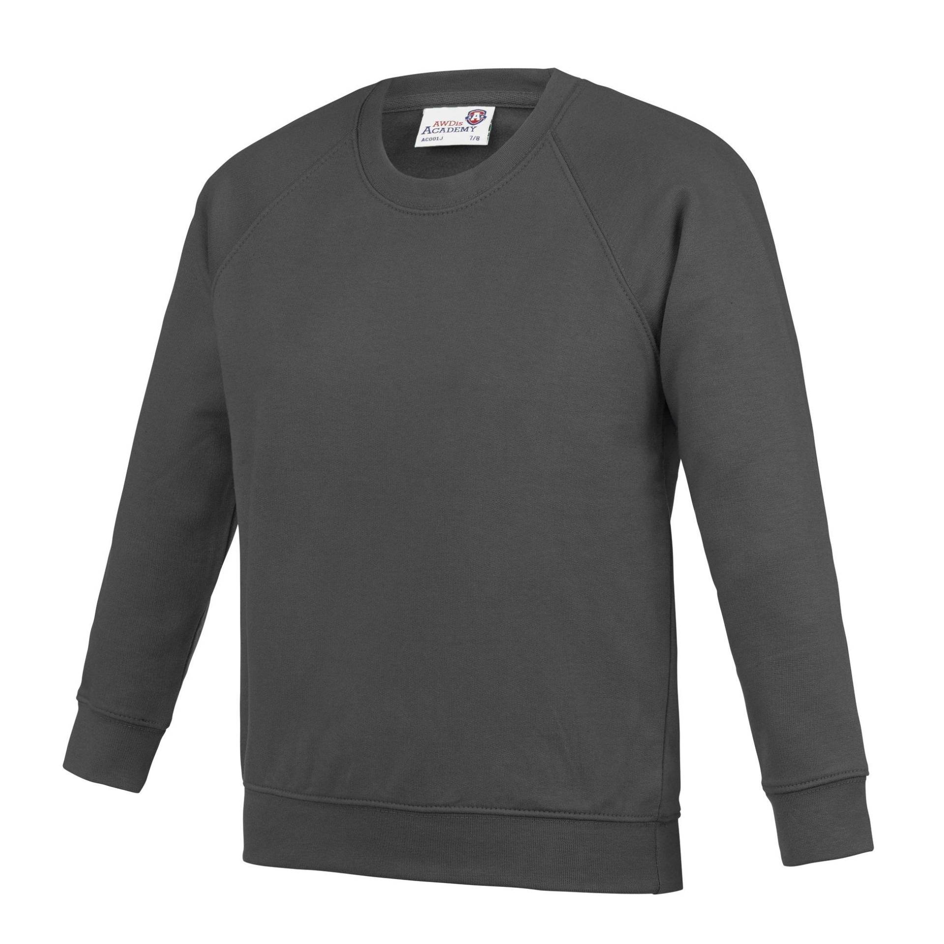 AWDis - Academy Pullover mit Rundhalsausschnitt (2er Pack), 128, Charcoal Black von AWDis