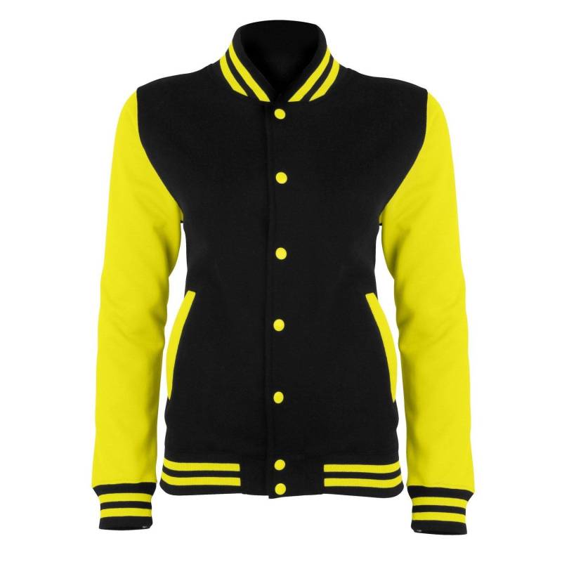 Just Hoods Elektrik Varsity Jacke Damen Schwarz L von AWDis