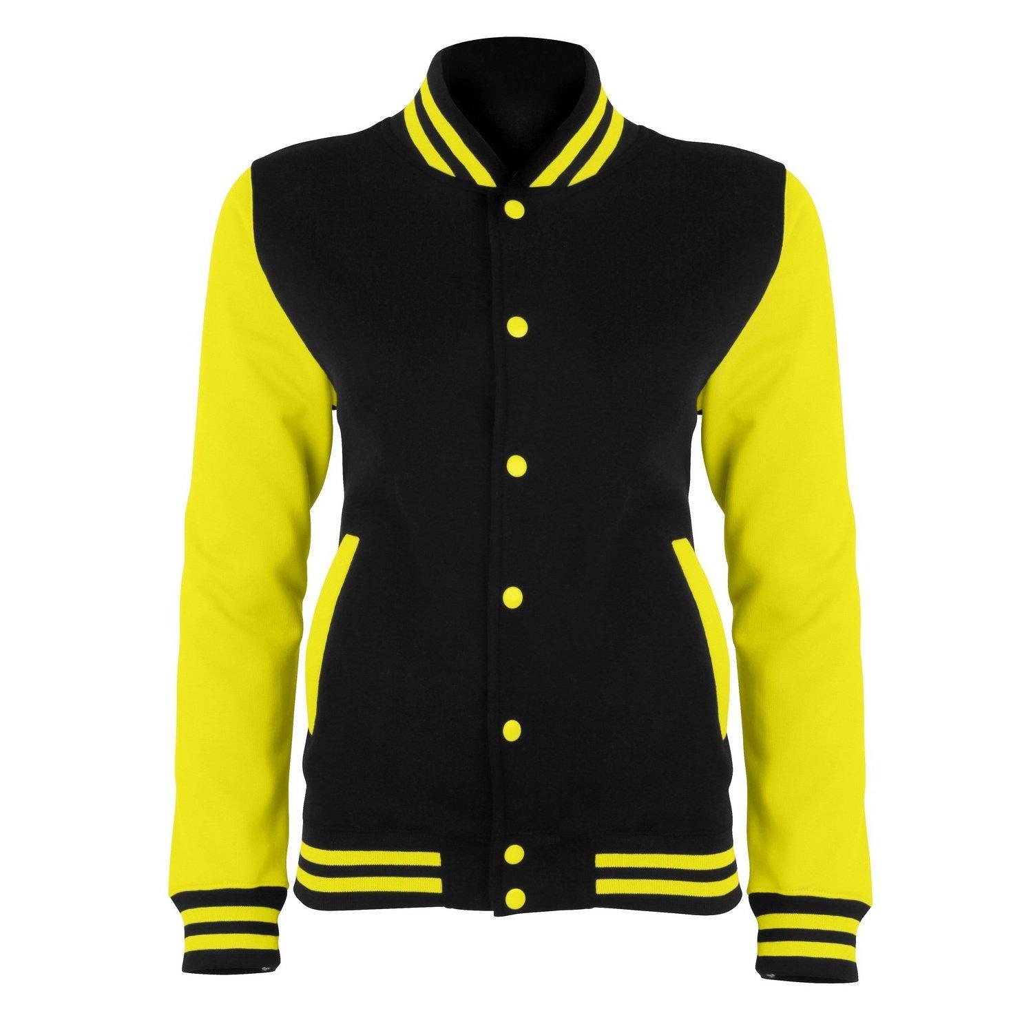 Just Hoods Elektrik Varsity Jacke Damen Schwarz M von AWDis