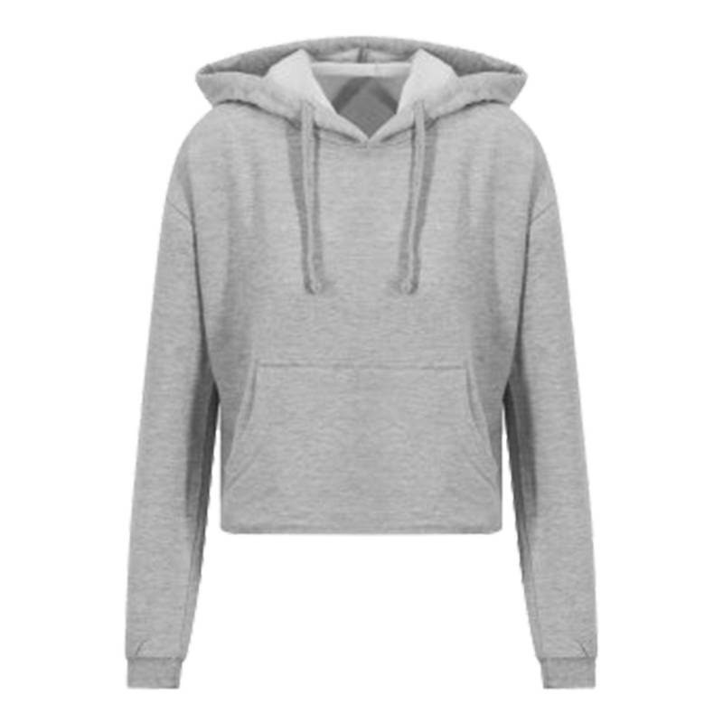 Just Hoods Girlie Cropkapuzenpullover Damen Grau L von AWDis