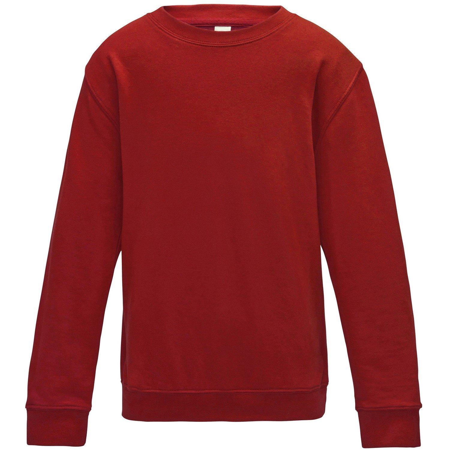 Just Hoods Plain Pullover Mit Rundhalsausschnitt Jungen Rot Bunt 158 von AWDis