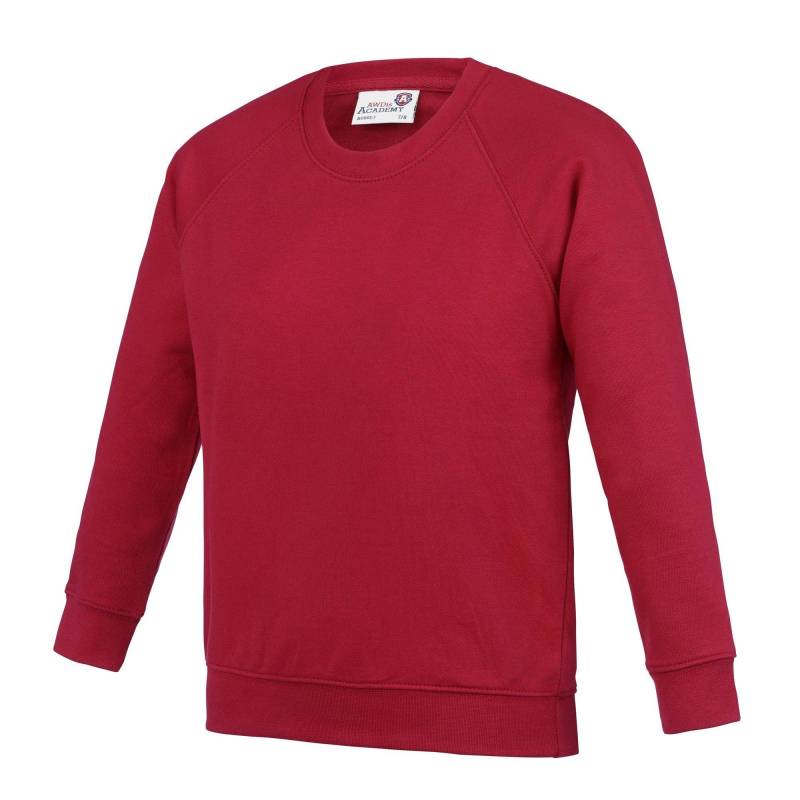 Academy Crew Neck Raglan Schule Sweatshirt Mädchen Rot Bunt 116 von AWDis