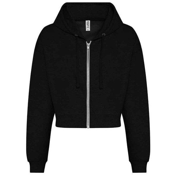 Hoodie Mit Durchgehendem Reißverschluss Kurz Geschnitten Damen Schwarz M von AWDis