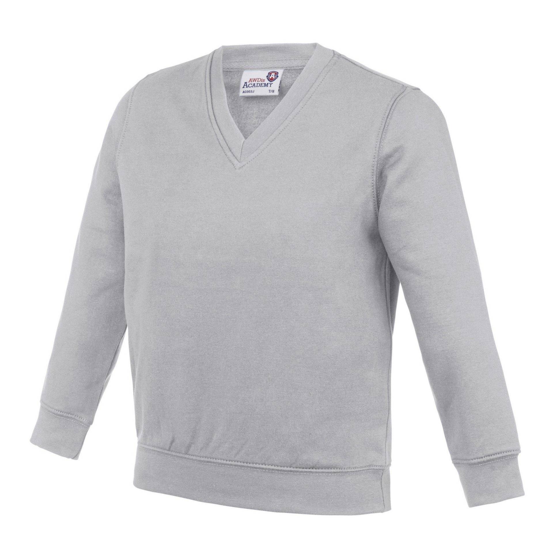 Academy Pullover Mit V-ausschnitt Jungen Grau 104 von AWDis