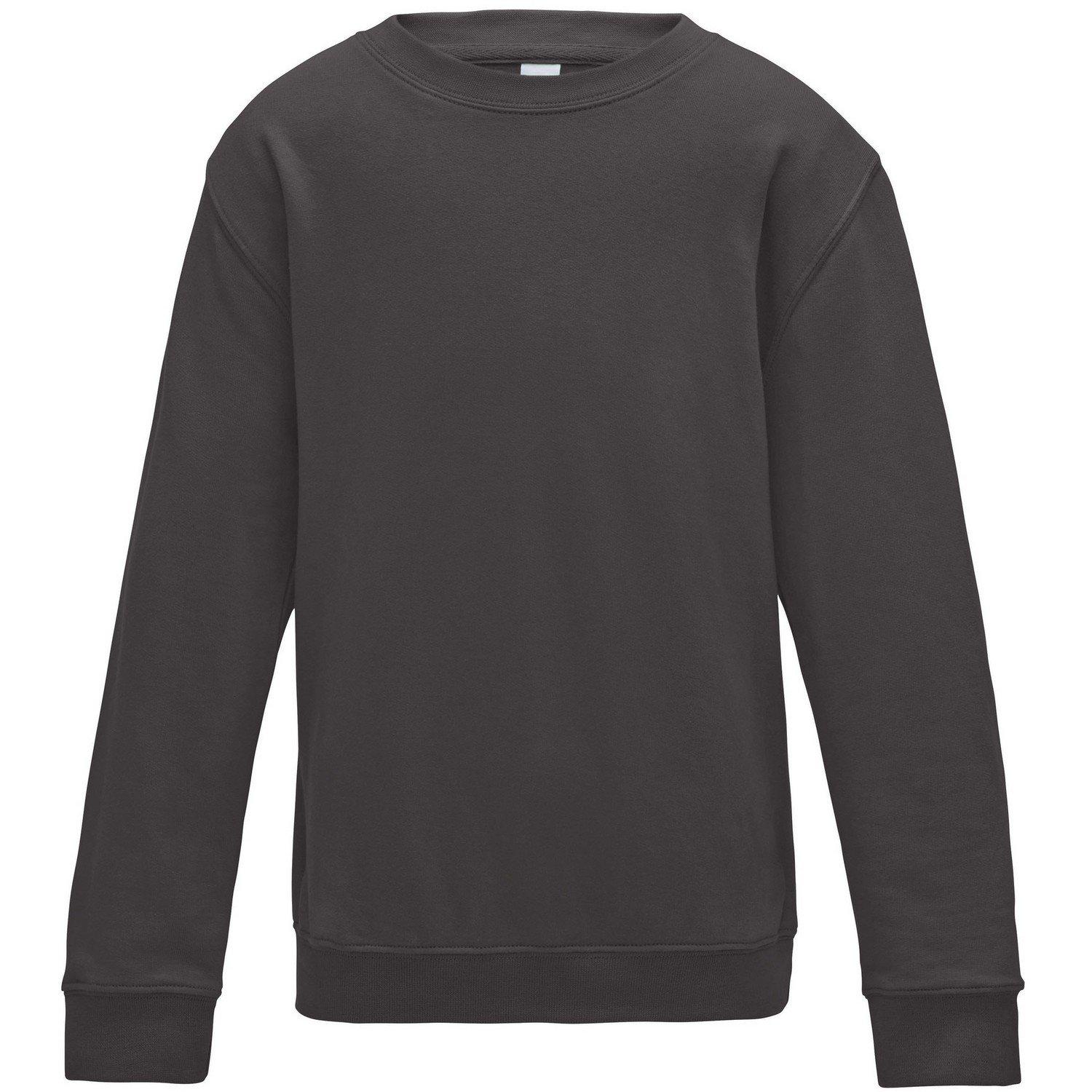 Sweatshirt Mit Rundhalsausschnitt Mädchen Charcoal Black 116 von AWDis